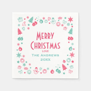 Modern Cute Custom Christmas Party Napkin