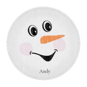 Modern Cute Custom Smiling Snowman face Cutting Bo Board