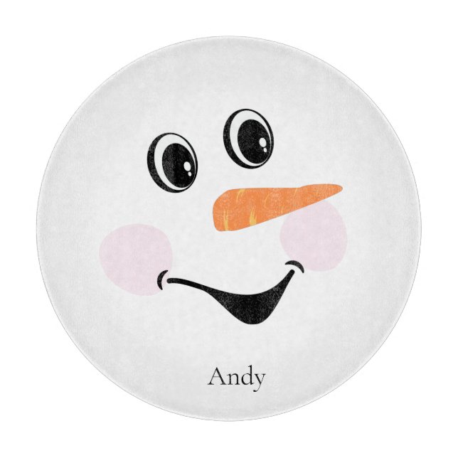 Modern Cute Custom Smiling Snowman face Cutting Bo Cutting Board (Front)