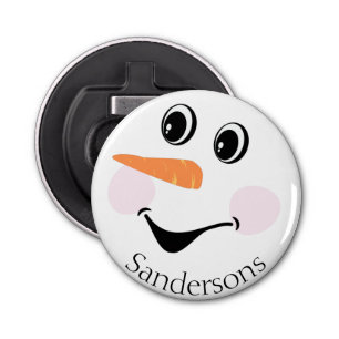 Modern Cute Custom Snowman face   Bottle Opener