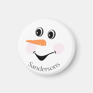Modern Cute Custom Snowman face Magnet