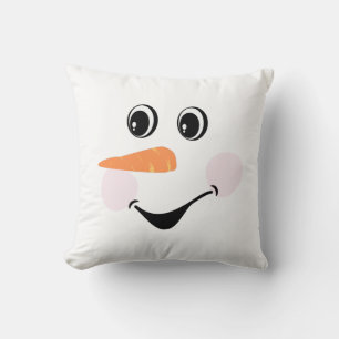 Modern Cute Custom Snowman face Throw Pillow