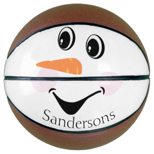 Modern Cute Custom Snowman face Winter Party Basketball