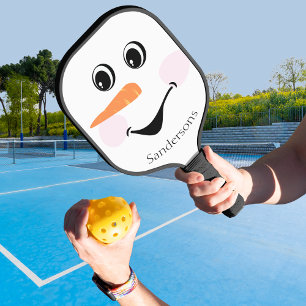 Modern Cute Custom Snowman face Winter  Pickleball Paddle