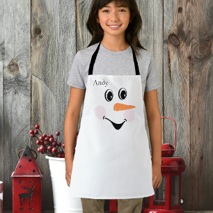 Modern Cute Custom Snowman Smiling face  Apron