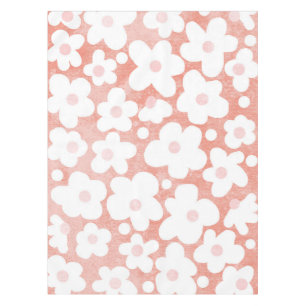 Modern Cute Daisy Pastel Pink Terracotta   Tablecloth