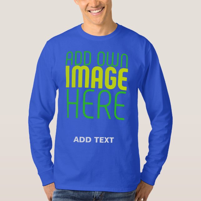MODERN CUTE DEEP ROYAL BLUE IMAGE TEXT TEMPLATE T-Shirt (Front)