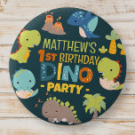 Modern Cute Dino Dinosaur Kid's Birthday Party 2 Inch Round Button<br><div class="desc">Composed of fun sans serif handwritten typography; Cute T-REX dinosaurs in the backgroud

This is designed by Select Party Supplies,  exclusive for Zazzle.

Available here:
http://www.zazzle.com/store/selectpartysupplies</div>