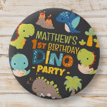 Modern Cute Dino Dinosaur Kid's Birthday Party 2 Inch Round Button<br><div class="desc">Composed of fun sans serif handwritten typography; Cute T-REX dinosaurs in the backgroud

This is designed by Select Party Supplies,  exclusive for Zazzle.

Available here:
http://www.zazzle.com/store/selectpartysupplies</div>