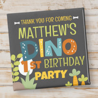 Modern Cute Dino Dinosaur Kid's Birthday Thank You