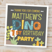 Modern Cute Dino Dinosaur Kid's Birthday Thank You