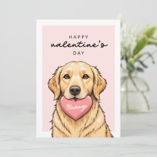 Modern Cute Dog with Heart Happy Valentines Day Card