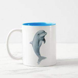Modern Cute Dolphin and Turquoise Initial Mug