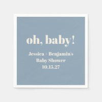Modern Cute Dusty Blue Baby Shower Custom Name