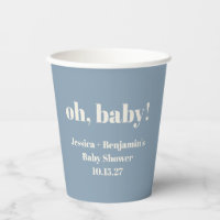 Modern Cute Dusty Blue Baby Shower Custom Name
