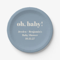 Modern Cute Dusty Blue Baby Shower Custom Name