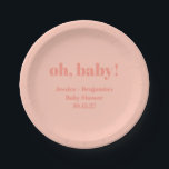 Modern Cute Dusty Peach Baby Shower Custom Name Paper Plate<br><div class="desc">Modern Cute Dusty Peach Baby Shower Custom Name Paper Plates</div>