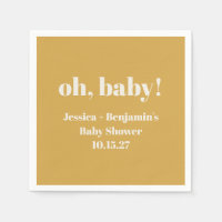 Modern Cute Dusty Yellow Baby Shower Custom Name