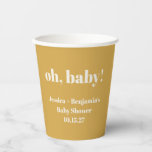 Modern Cute Dusty Yellow Baby Shower Custom Name Paper Cups<br><div class="desc">Modern Cute Dusty Yellow Baby Shower Custom Name Paper Cups</div>