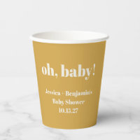 Modern Cute Dusty Yellow Baby Shower Custom Name