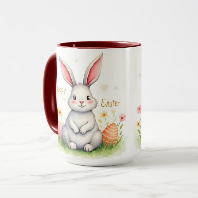 Modern Cute Easter Bunny And Eggs Collection Mug (Front Left)