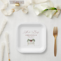 Modern Cute Elegant Santa Baby Baby Shower