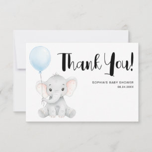 Modern Cute Elephant Baby Shower Thank You Card
