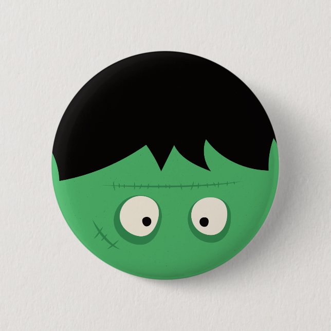 Modern Cute Frankenstein Monster Halloween 2 Inch Round Button (Front)
