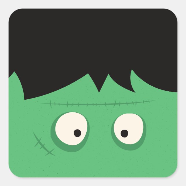 Modern Cute Frankenstein Monster Halloween Square Sticker (Front)