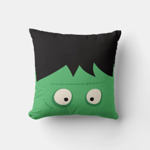 Modern Cute Frankenstein Monster Halloween Throw Pillow
