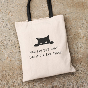 Modern Cute Fun Cat Lady Cat Mom Tote Bag