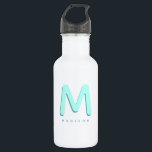 Modern Cute Fun Custom Name 3D Monogram 532 Ml Water Bottle<br><div class="desc">Cute monogrammed water bottle with your custom name as a shadow initial in turquoise and teal. Modern,  minimalist,  simple,  and fun,  this typography driven design makes for a cool personalized gift!</div>