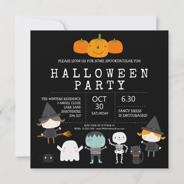 Modern cute fun family Halloween party Invitation (Front)