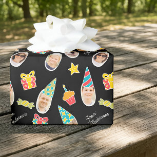 Modern Cute Funny Birthday Photo  Wrapping Paper