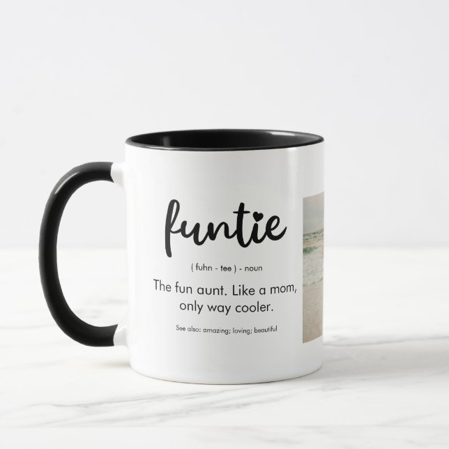 Modern Cute Funtie Definition 2 Photo Auntie Gift Mug (Left)