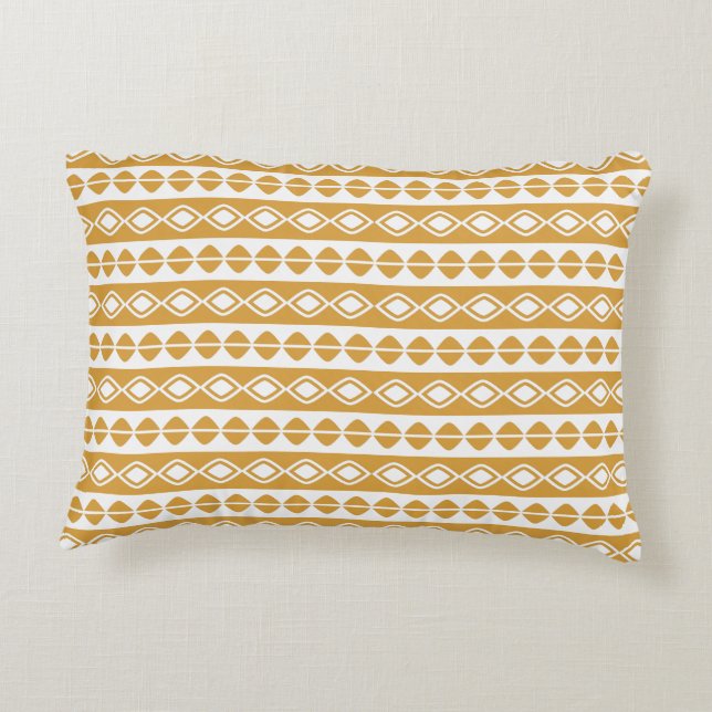 Modern Cute Geometric Pattern Yellow White Accent Pillow (Back)