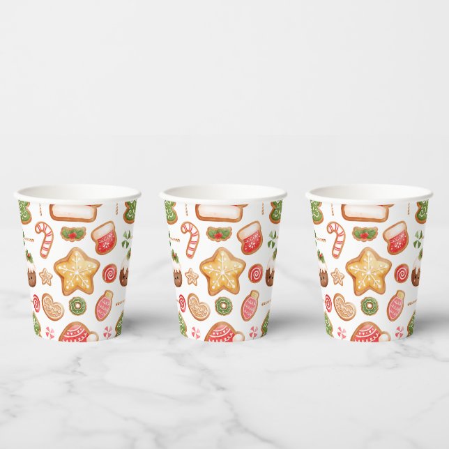 Modern Cute Gingerbread Christmas Baby Shower Paper Cups (Multi)