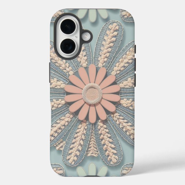 Modern cute girly blue and pink floral Chic Teen Case-Mate iPhone Case (Back)