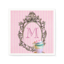 modern cute girly stripes vintage party monogram