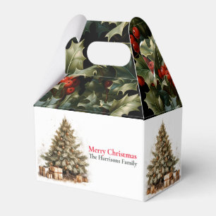 Modern Cute Gold Christmas Tree Wishes Favor Box