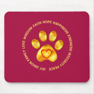 Modern Cute Golden Paw Mouse Pad