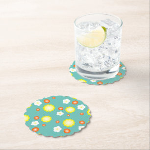Modern cute gradient Daisy flowers pattern girly Paper Coaster