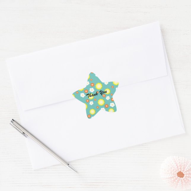 Modern cute gradient Daisy flowers pattern girly Star Sticker (Envelope)