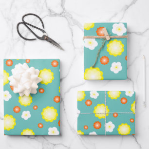 Modern cute gradient Daisy flowers pattern girly Wrapping Paper Sheet