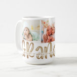 Modern Cute GRANDMA 3 Photo Personalized Gold Coffee Mug<br><div class="desc">Easily create a modern, cute, 3 photo collage keepsake mug for a grandmother personalized with your custom text with a fun hand lettered title GRANDMA in gold. PHOTO TIP: This easy-to-upload photo template works seamlessly if you pre-crop your photos into shapes similar to those shown or have the subject(s) in...</div>