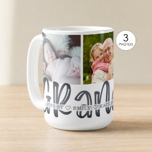 Modern Cute GRANDPA 3 Photo Personalized Coffee Mug