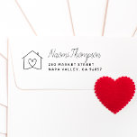 Modern & Cute Hand Drawn Home Name Return Address Rubber Stamp<br><div class="desc">Easily personalize these custom cute home modern name and surname return address rubber stamps with your own names and address. This modern design features your name in handwritten calligraphy and your address details in a modern sans serif font. On the left, there is a cute hand-drawn home with a heart...</div>