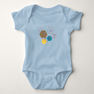 Modern Cute Happy Alphabets  Baby Bodysuit