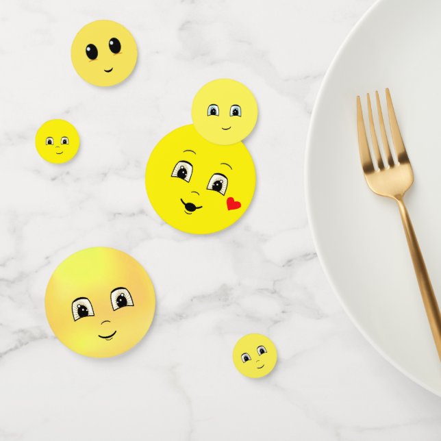 Modern Cute Happy Faces Confetti (Group)