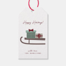 Modern Cute Happy Holidays Sleigh